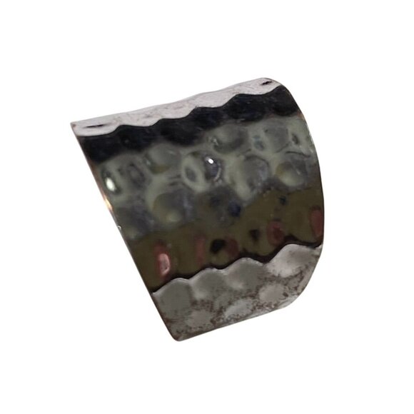 Wide Hammered Silver Tone Metal Statement Ring Size 5 u - Picture 5 of 5